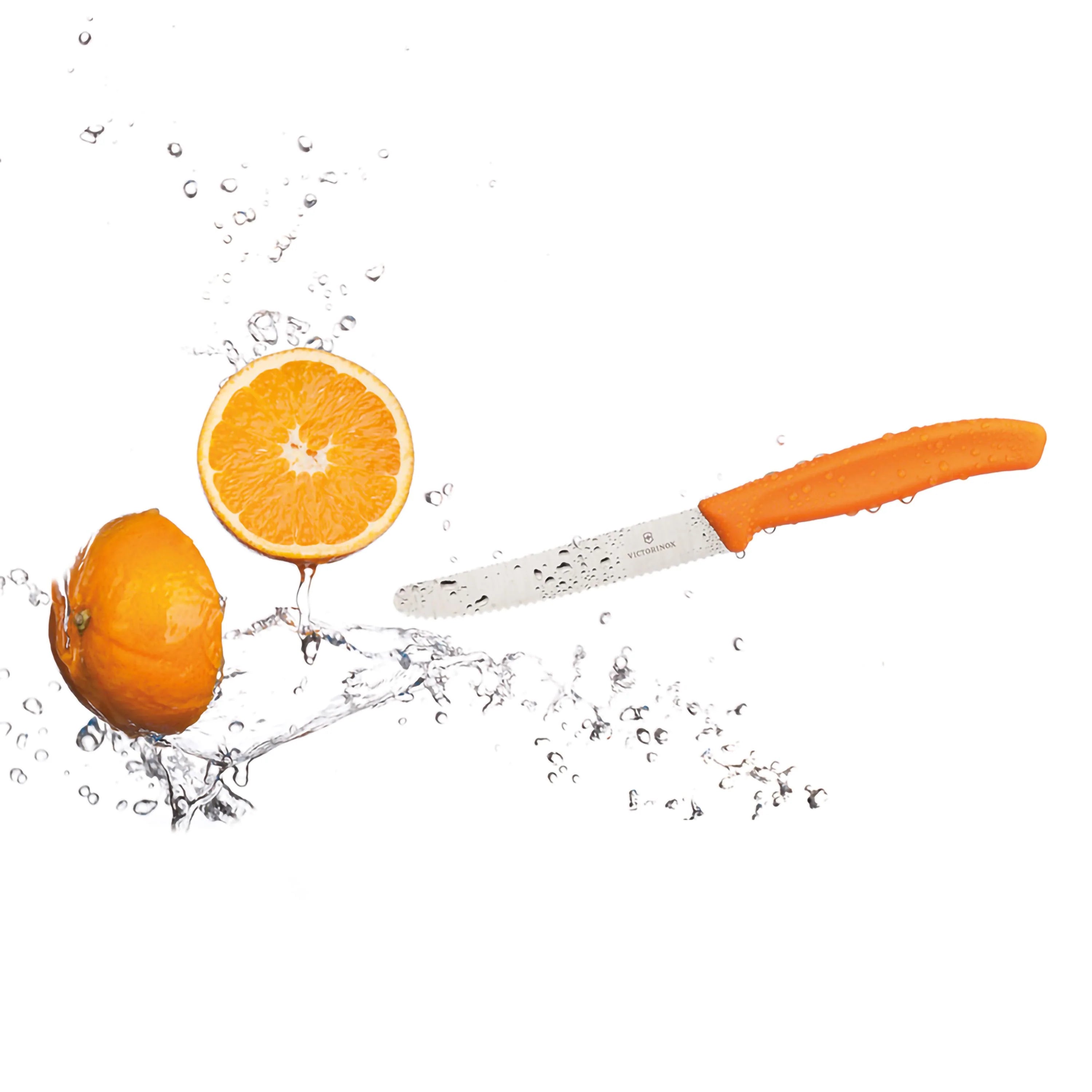 Coltello tavola ondulato manico arancione - Swiss Classic