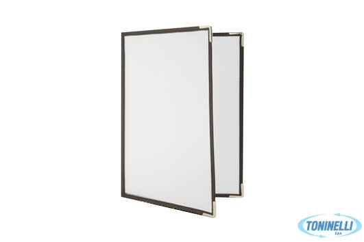 Securit Crystal - Set 3 Portamenu Doppi Trasparente Con Bordo In Metallo Cm 32X2