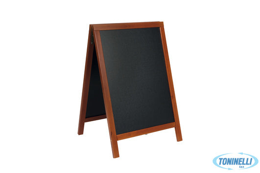 Securit Deluxe - Lavagna Da Terra Doppia Cornice Color Mogano, Area Lavagna Cm