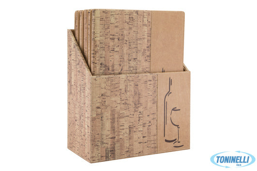 Securit Design Sughero - Scatola Con 10 Portamenu Carta Dei Vini Formato A4 Des