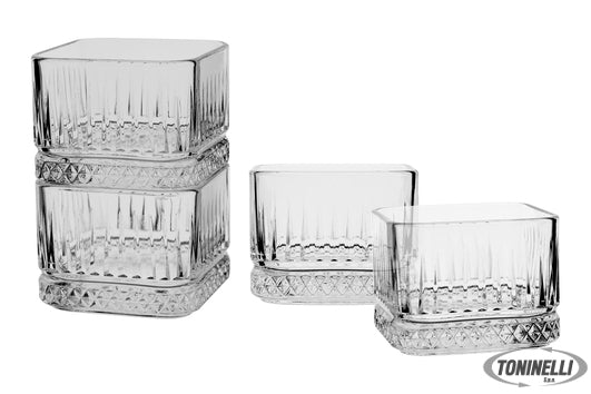Pasabahce  Elysia - Confezione 4 Coppette Quadrate Impilabili Cl 23,5 Cm 8 H.6,2