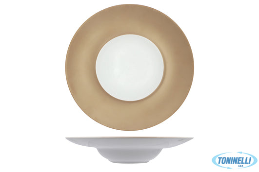 Star Porcelain Limited Florence Bronzo-Bianco Gourmet Piatto Pasta Bowl Cm.28 I