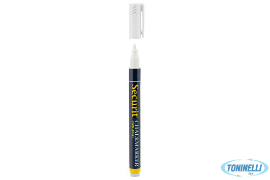 Securit Pennarello A Gesso Liquido Singolo, Punta Fine 1-2 Mm, Colore Bianco