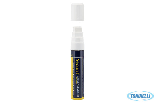 Securit Pennarello A Gesso Liquido Singolo, Punta Grande 7-15 Mm, Colore Bianco