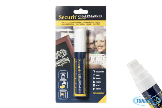 Securit Pennarello A Gesso Liquido Singolo, Punta Grande 7-15 Mm, Colore Bianco