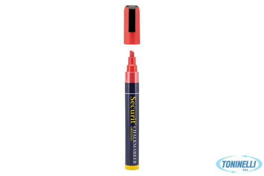 Securit Pennarello A Gesso Liquido Singolo, Punta Media 2-6 Mm, Colore Rosso Sm