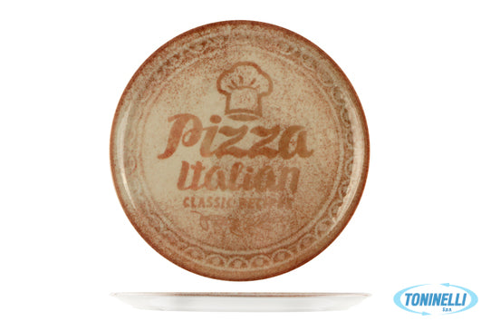 Saturnia Recipes Napoli-Piatto Pizza Cm 31 Con Decoro Cappello Colore Bisquit -