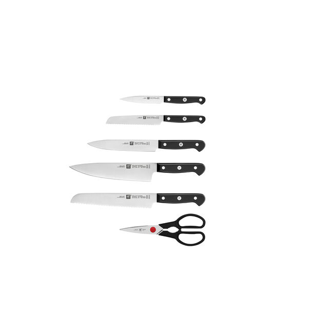 GOURMET - 7-pz., Set di coltelli con ceppo, grigio