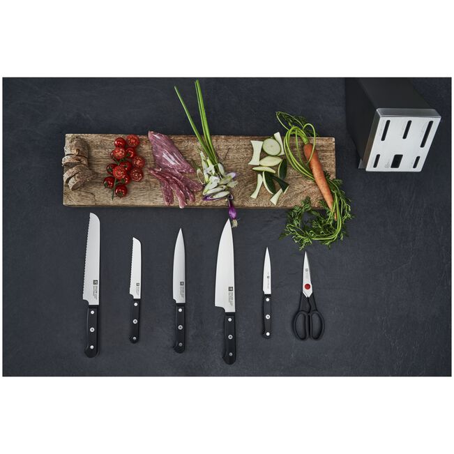 GOURMET - 7-pz., Set di coltelli con ceppo, grigio