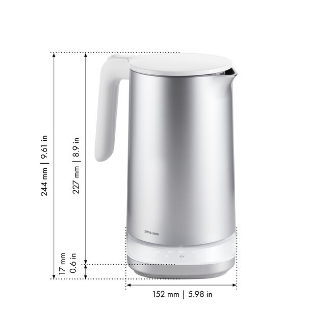 Enfinigy Bollitore elettrico Pro - 1,5 l, colore argento