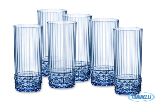 Bormioli Rocco America '20S Blu Zaffiro Confezione Da 6 Bicchieri Cooler Per Co