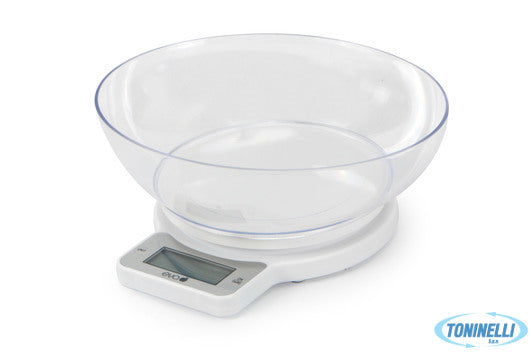Eva                  Bilancia Cucina Digitale 1G-5Kg  Bianca Con Bacinella Trasp