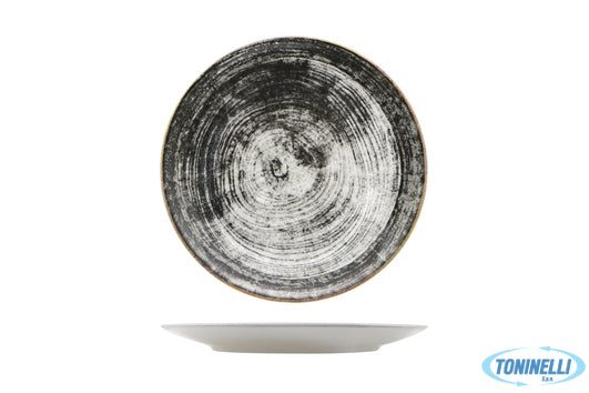 Saturnia  Black Round-Piatto Piano Siviglia Decorato Cm.26 - 10721