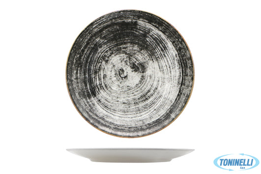 Saturnia  Black Round-Piatto Piano Siviglia Decorato Cm.28 - 10720