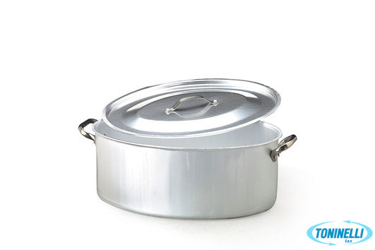 Agnelli Casseruola Ovale 3 Mm   Alluminio 2 Maniglie Inox Cm.36 H 15 Lt 10,60 Co