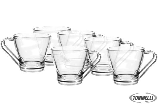 Borgonovo Debora - Confezione 6 Tazze Caffe Cl 11 Manico Inox - 23062