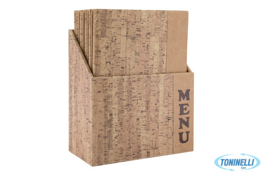 Securit  Design Sughero - Scatola Con 10 Portamenu Formato A4 Design-Stile Sughe