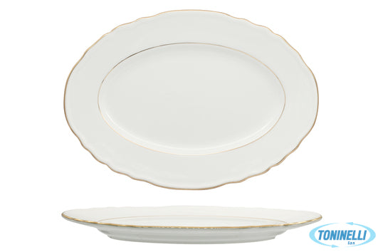 Akij Ceramics Limited Diana Gold -  Vassoio Ovale Coupe Cm 36 Con Doppio Filo Or