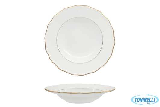 Akij Ceramics Limited Diana Gold - Piatto Fondo Cm 23 Con Doppio Filo Oro Al Bor