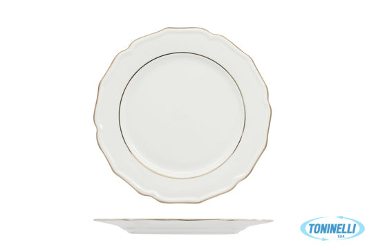 Akij Ceramics Limited Diana Gold - Piatto Frutta Cm 22 Con Doppio Filo Oro Al Bo