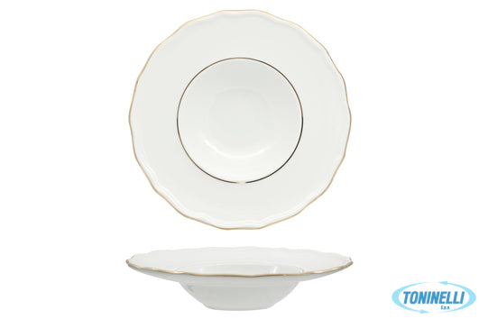 Akij Ceramics Limited Diana Gold - Piatto Pasta Bowl Cm 28 Con Doppio Filo Oro A