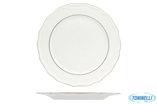 Akij Ceramics Limited Diana Gold - Piatto Piano Cm 32,5 Con Doppio Filo Oro Al B
