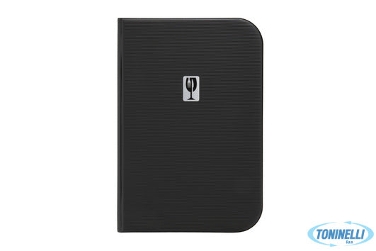 Securit  Essential - Portamenu In Pvc A4 Nero Con Motivo Rigato. Placca In Metal