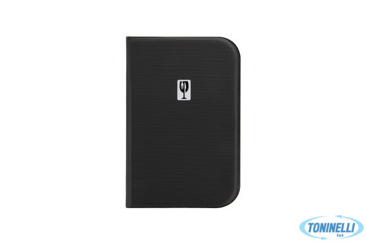 Securit  Essential - Portamenu In Pvc A5 Nero Con Motivo Rigato. Placca In Metal
