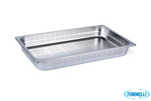 Mori2A Gn Inox 1.1-Bacinella Forata Sia Sul Fondo Che Sui Lati Cm.53X32 H6,5  Sp