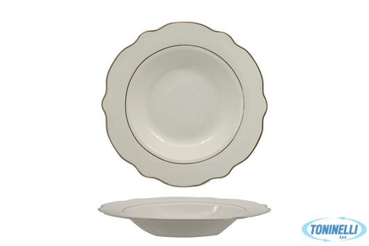 Import Tavola Grace Filo Oro-Piatto Fondo In Porcellana Alluminica Cm 22 - 23531