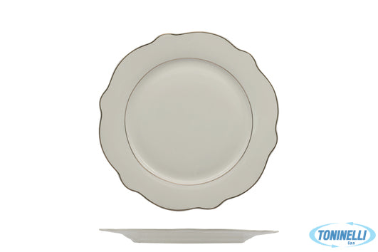 Import Tavola Grace Filo Oro-Piatto Piano In Porc. Allum. Cm 21 - 23529