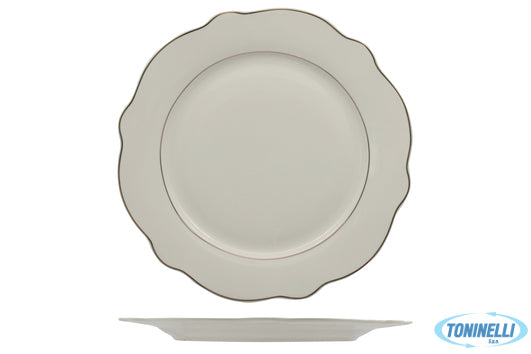 Import Tavola Grace Filo Oro-Piatto Piano In Porcellana Alluminica Cm 30,5 - 235