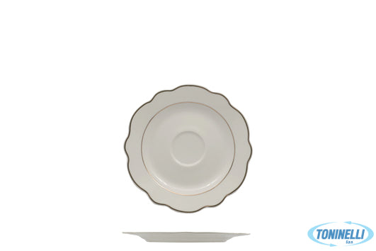 Import Tavola Grace Filo Oro-Piatto Tazza Caffe In Porc. Alluminica Cm 12,5 - 23