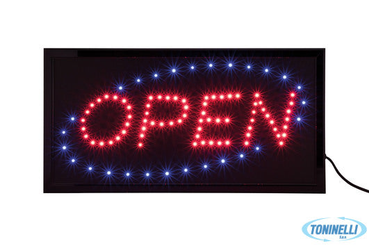 Securit  Insegna Luminosa A Led Con Scritta "Open" Cm 48X24X2  Ls-Open - 15593
