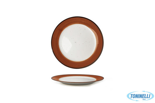 Import Tavola Just-Piatto Tondo Cm.21 Rosso In Porcellana 6932D-C400-8.25 - 1080