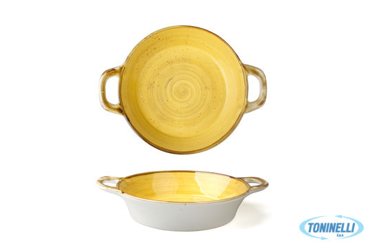 Import Tavola Just-Tegamino 2 Manici Cm.15 Giallo In Porcellana 6931D-C399-8 - 1