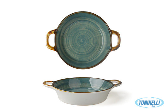 Import Tavola Just-Tegamino 2 Manici Cm.15 Ottanio In Porcellana 6931D-C398-8 -