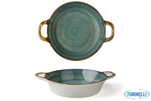 Import Tavola Just-Tegamino 2 Manici Cm.20 Ottanio In Porcellana 6931D-C398-10 -