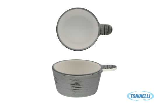 Import Tavola Justcolor Grey-Ciotola Con Manico 11,2X8,5Xh.4,1 Che4380-1135O - 1