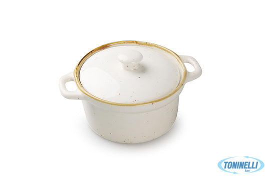 Import Tavola Justcolor Sesame Crema-Mini Casseruola Con Coperchio Cm.13,5X10 H.