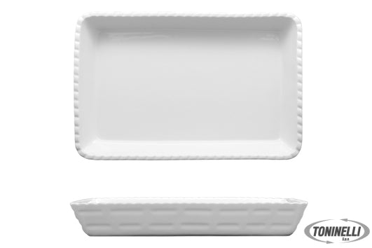 Import Tavola Justwhite-Pirofila Cordonata Rettangolare Cm.40,6X26,3X5,5 Hhm1019