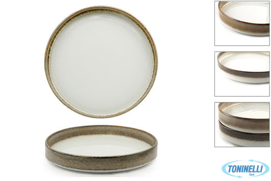 Pt Sango Ceramics Kaden Radiance Brown-Piatto Piano Impilabile Bordo Alto Cm 28