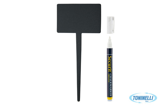 Securit  Lavagna Con Punta-Set 5 Etichette A Forma Rettangolare Con Pennarello 1