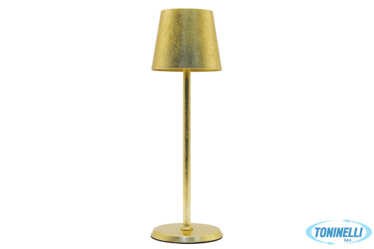 Import Arredo Casa Lumiere Round-Lampada Tavolo Led Cm.10Xh34 Foglia Oro - 23454