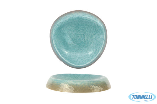 Import Tavola Maui-Piatto Alto Triangolare Cm.18 Azzurro-Grigio In Porcellana A2