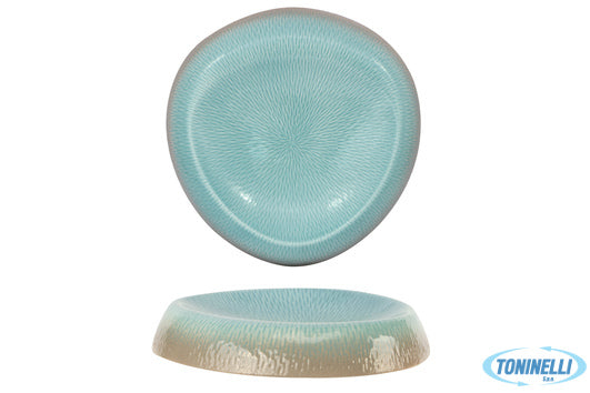 Import Tavola Maui-Piatto Alto Triangolare Cm.25 Azzurro-Grigio In Porcellana A2