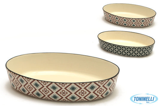 Import Tavola Mosaik-Pirofila Ovale Cm.29X19,5 Decori Assortiti Rh41671B-J15A -