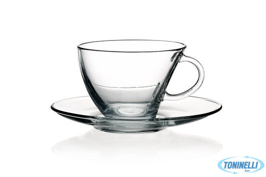 Pasabahce  Penguen Tr -Confezione 6 Tazze Vetro  Cappuccio Con Piatto  21 - 1923