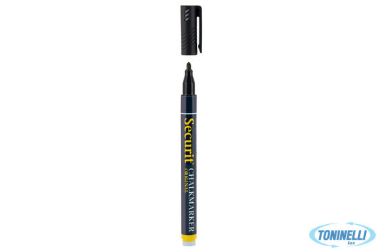Securit  Pennarello A Gesso Liquido Singolo, Punta Fine 1-2 Mm, Colore Nero   Sm