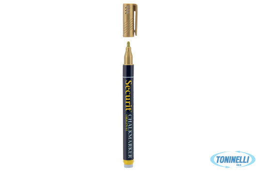 Securit  Pennarello A Gesso Liquido Singolo, Punta Fine 1-2 Mm, Colore Oro   Sma